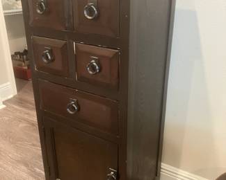 #23 $90 Wood Small Chest 5 drawers w/cabinet 18wx14dx20h