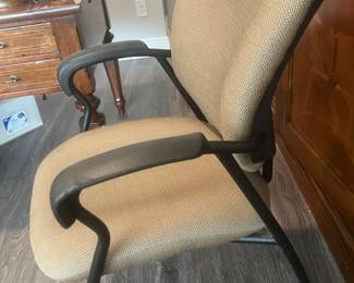  #29 $50 Armchair black metal frame  tan upholstery 25wx21dx38h	