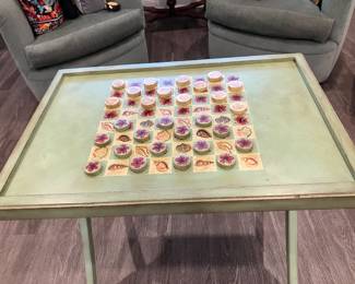 #20 $100 	Rectangular green game table 	
		32x22x28 backgammon on other side 	
