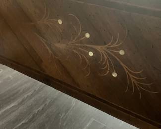 #32 $1,600Marchetti - Italy - Arnica writing desk 	
with inlaid Mother of Pearl 	
Solid wood desk 67wx37dx32h	