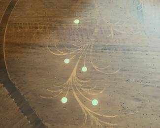 #32 $1,600Marchetti - Italy - Arnica writing desk 	
with inlaid Mother of Pearl 	
Solid wood desk 67wx37dx32h	