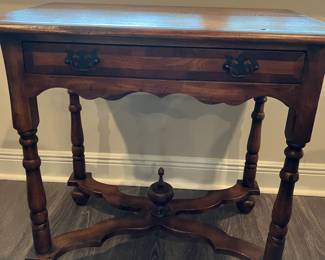 #12 $250 Solid Wood table w/1drawer 32wx21dx30h	
with trestle base 	
