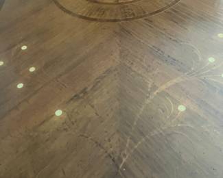 #32 $1,600Marchetti - Italy - Arnica writing desk 	
with inlaid Mother of Pearl 	
Solid wood desk 67wx37dx32h	