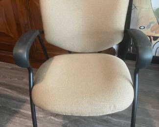  #29 $50 Armchair black metal frame  tan upholstery 25wx21dx38h	
