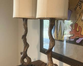 #22 $150 2 Lamps composite driftwood  34hx10w	
