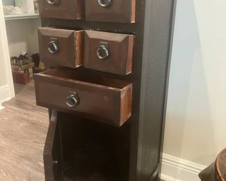 #23 $90 Wood Small Chest 5 drawers w/cabinet 18wx14dx20h	
