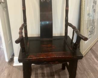  #24 $220Wood Asian high back  chair 25wx18dx48h	
