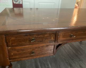 #32 $1,600Marchetti - Italy - Arnica writing desk 	
with inlaid Mother of Pearl 	
Solid wood desk 67wx37dx32h	