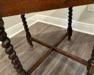 #9 - $150 - British twisted legs built in leaves 9"each - solid Wood Pub Table 42Wx24Dx29h