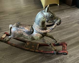 #21 $240	Wood rocking horse 38wx6dx24h