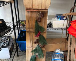 #65 $70Vintage racer wood metal snow Sled 
