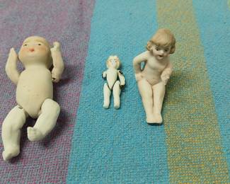 Three Tiny Bisque Dolls
