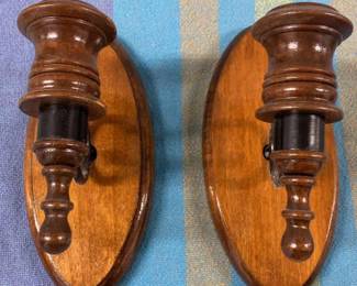 Set of 2 Wood Sconces Wood Wall Trinket Box
