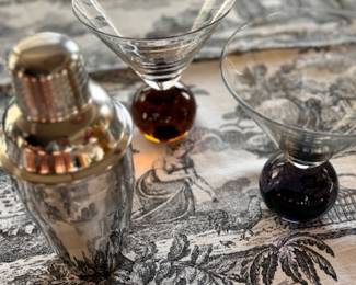 Martini glasses and shaker 