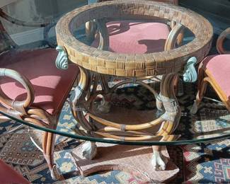 Close up of round glass table 