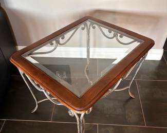 Wood and glass side table 