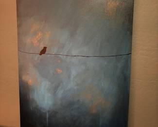 Small bird, large wall hanging 