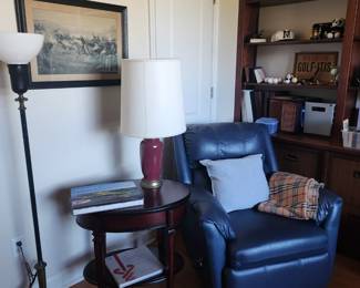 recliner, accent table, art, floor lamp