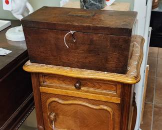 Antique Rouge Marble Top Nightstand