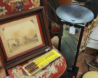 Vintage Fondue Forks
Civil War Era Framed Silverprint
Rococo Whitewash Gold Leaf Mirror