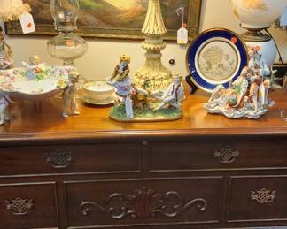 Victorian Metal Custard Slag Glass Lamp
Late 19th c Pastel on Paper
Double Handled Silverplate Tray