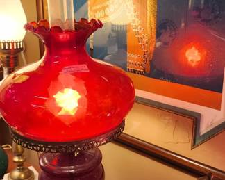 Ruby Glass Hurricane Lamp