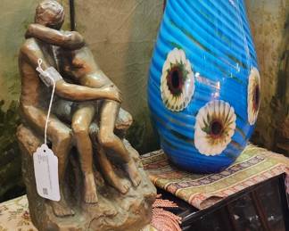 Blue Murano Glass Tall Vase