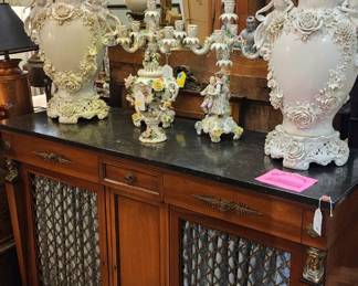 French Empire Buffet w Black Granite Top