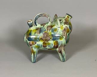 Majolica Style Pig Decanter