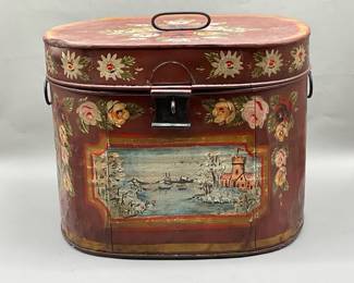 Tole painted hat box