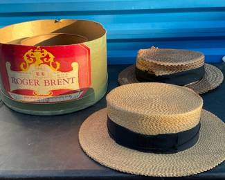 Vintage Boater's hat and hat box