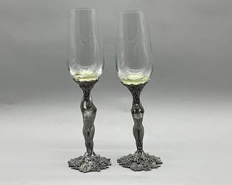 Pewter stem glasses