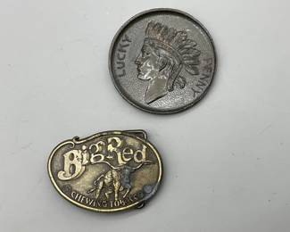 Vintage Bid Red Chewing Tobacco Belt Buckle