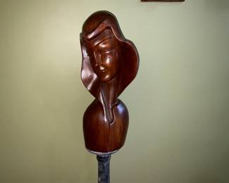 Femal bust teak carving