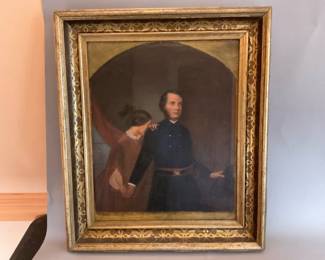 Antique oil on canvas, Civil War.