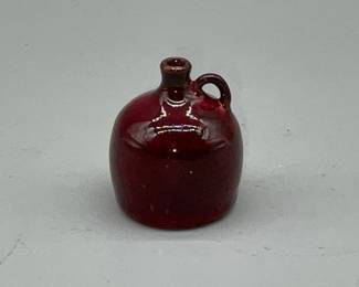 Miniature Owens Pottery red glaze jug
