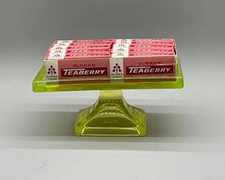 Uranium Vaseline glass Teaberry Advertising Tray