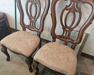 Pair dark wood dining chairs $50