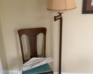 Oak chair and floor lamp