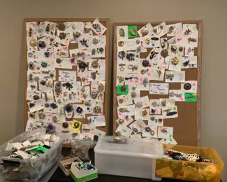 A lot of costume brooches, earrings, necklaces and bracelets, six tables full of costume jewelry!
