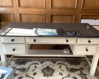 Beautiful white desk with dark wooden top