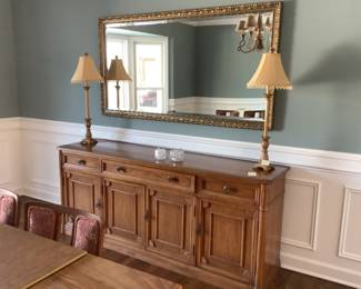 Antique buffet plus mirror and lamps