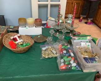 Candles, silver candlesticks with glass drip trays and candles