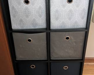 Cubby hole shelf with fabric baskets