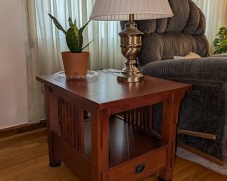 Mission style side table (one of two) by Bassett
