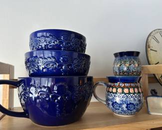 Ceramic Mixing Bowls, Polish Pottery Mugs