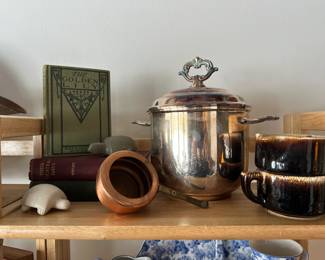 Copper Cup, Silver Plate Ice Bucket