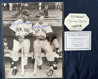 Joe Dimaggio & Mickey Mantle Autograph w/ COA