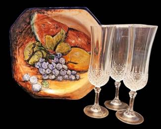 Plate and Champagne Flutes