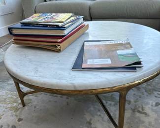 Restoration Hardware round coffee table with marble top